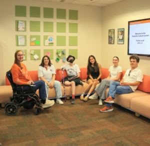 Six Longhorn students in the Disability Cultural Center